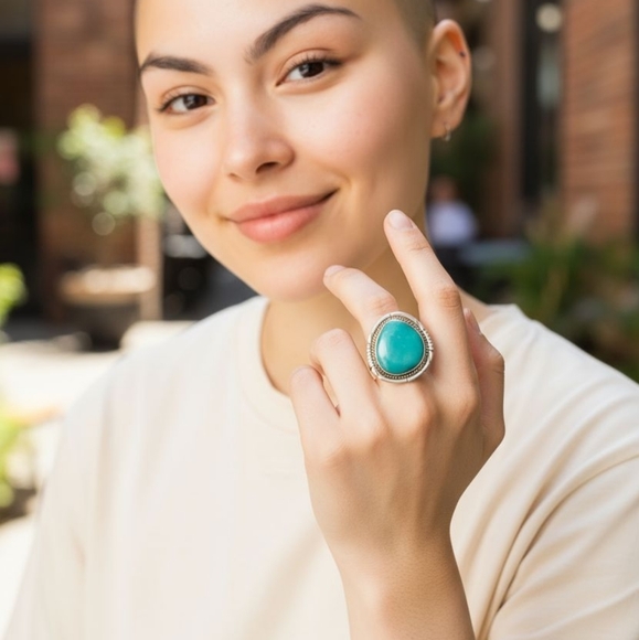 ♥️ Navajo ♥️ Donavan Skeets Sterling Silver & Sonoran Gold Turquoise Ring - Picture 15 of 15